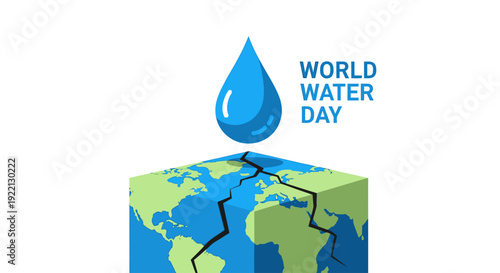 Water Scarcity Drought Concept Flat Vector World Water Day