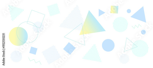 夏をイメージした爽やかな幾何学模様の背景イラスト　ジオメトリック　グラデーション　メンフィス