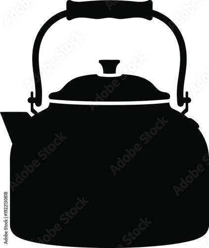Black silhouette of a vintage kettle with a handle