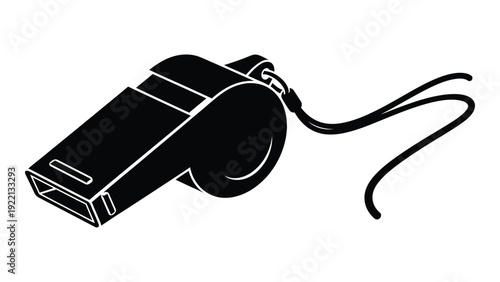 A black and white image of a whistle isolated on white background, Vector