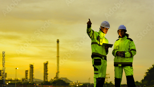 Fotografia Petrochemical leaders survey their domain, a commanding industrial panorama