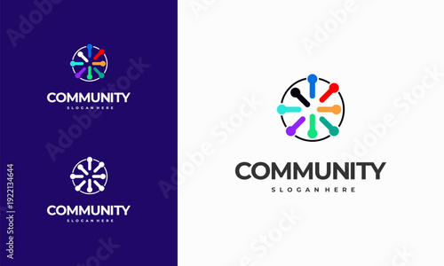 Modern People community logo template designs vector illustration