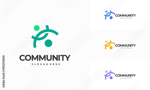 Modern People community logo template designs vector illustration