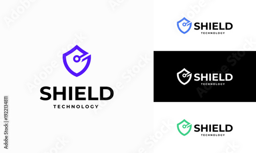 tech shield logo template, Nano shield logo template