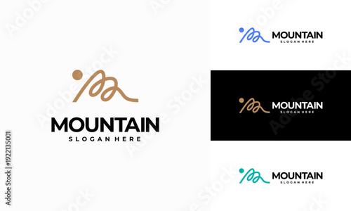 Modern Mountain Peak logo designs concept vector, Simple Landscape Hills logo element Mountain Peaks