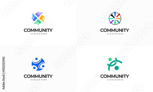 Set of Modern People community logo template designs vector illustration
