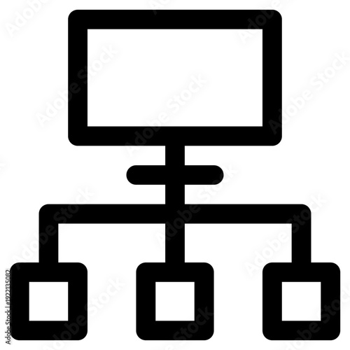 Bold vector icon representing a hierarchical network structure, ideal for illustrating data flow and organizational charts.