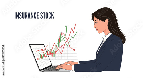 Businessman analyzes financial data on a laptop screen with upward trending graph