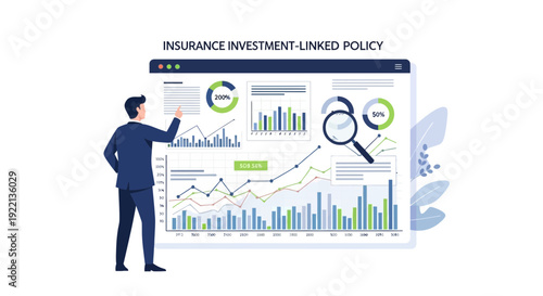 Businessman analyzing financial data graphs and charts on a digital interface