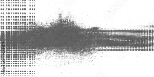 An abstract black and white grunge background vector illustration featuring a vintage dirty paint texture with rough brush sketch lines and a grungy border frame for a textured wallpaper design