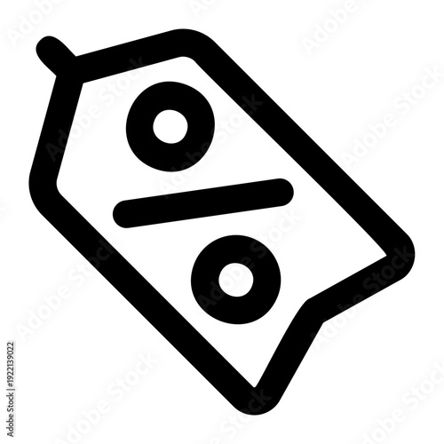 A clear vector icon of a price tag with a percentage symbol, ideal for discounts, sales, and promotions.
