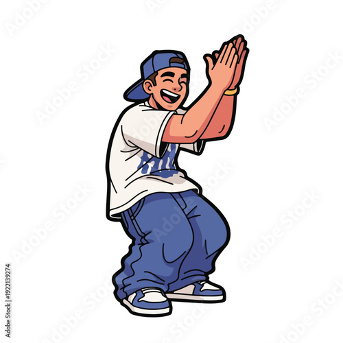 Cartoon man in casual clothes making a gesture with hands