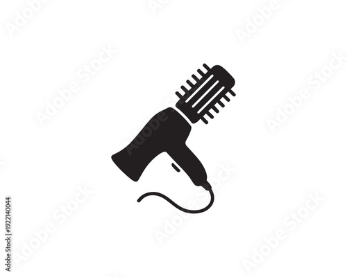 Brush roll hair dryer icon silhouette vector design art illustration.