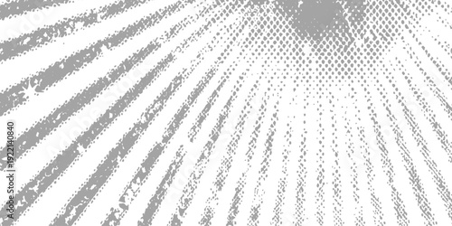 Abstract black and white grunge background featuring a vintage sunburst pattern with digital rays and textured vector lines for a retro style art backdrop