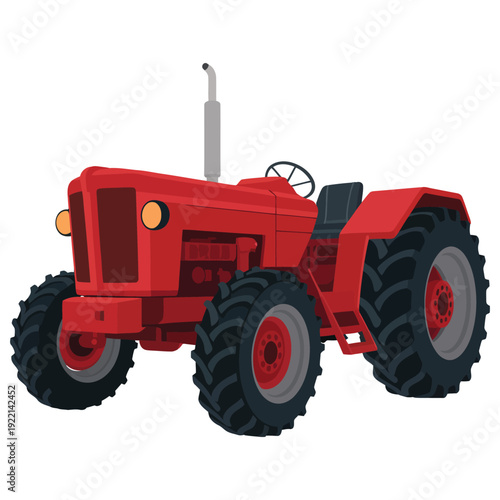red tractor isolated on white