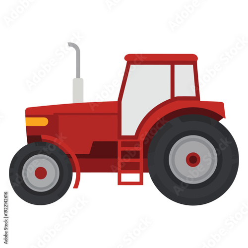 red tractor isolated