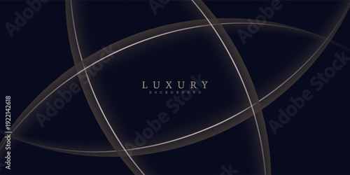 Navy blue premium abstract background with luxury dark golden lines, stripes, circles and random geometric shapes. Modern elegant background for poster, banner, wallpaper and exclusive design concepts