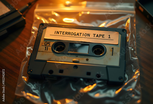 Interrogation tape 1 in evidence bag showing investigation