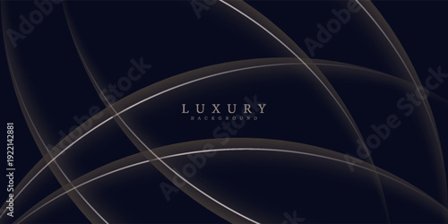 Navy blue premium abstract background with luxury dark golden lines, stripes, circles and random geometric shapes. Modern elegant background for poster, banner, wallpaper and exclusive design concepts