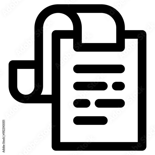 A clean, modern outline vector icon of a document or receipt. Ideal for illustrating financial transactions, reports, or administrative tasks in various digital projects.