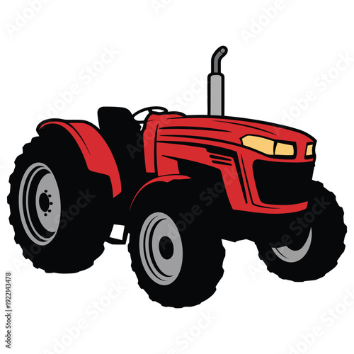 red tractor isolated on white