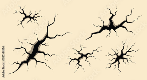 Detailed cracks on a flat dry surface for disaster drought and ground destruction texture design elements project.