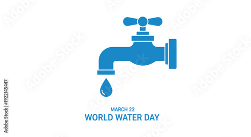 Celebrate World Water Day with this vibrant blue illustration of a dripping faucet, symbolizing water conservation and the importance of this precious resource