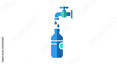 Celebrating World Water Day A symbolic illustration of refilling a reusable bottle from a tap, promoting sustainable water practices and mindful hydration for environmental well-being