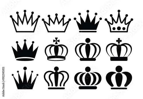 Collection of Twelve Black and White Crown