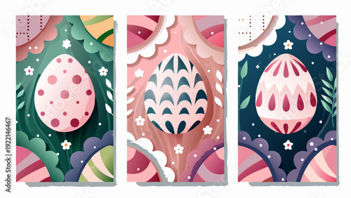 Vibrant Easter egg designs for festive holiday promotions and cards