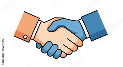 Two hands shaking in a friendly gesture, symbolizing agreement and partnership.
