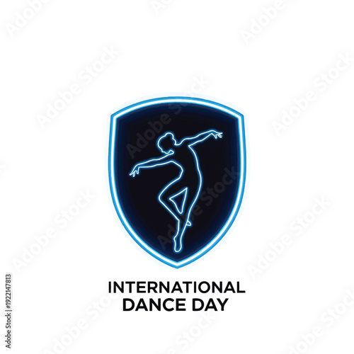 Dance silhouette inside shield for International Dance Day