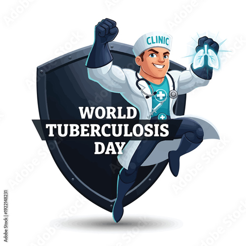 World Tuberculosis Day Doctor Hero Shield Scene
