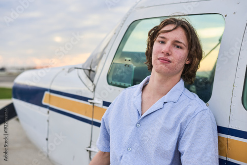 Portrait of a young student pilot