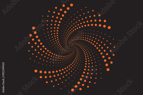 Dotted gradient circle. Halftone effect circular dotted frame. Progress round loader. Half tone circle. Vector illustration isolated on the black background. eps 10
