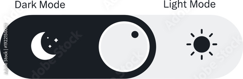 Dark Mode and Light Mode Toggle Switch UI Design with Sun and Moon Icons for Website, Mobile App Interface and Dashboard Setting