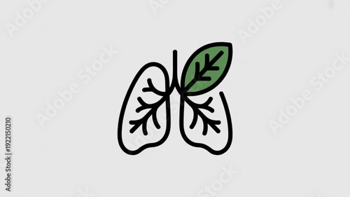 Lungs with green leaf symbolizing health and wellness air quality and clean breathing