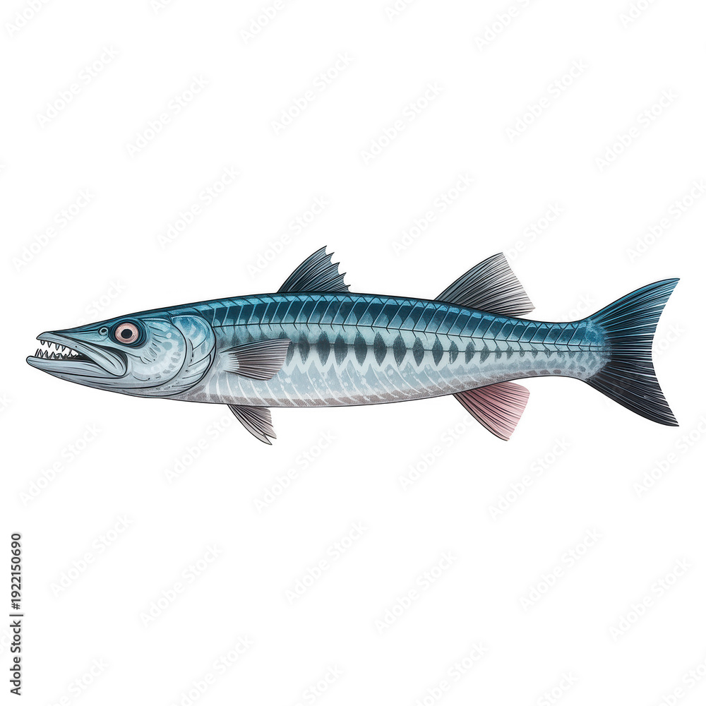 Fototapeta premium A detailed image of a blue and silver fish on a black background