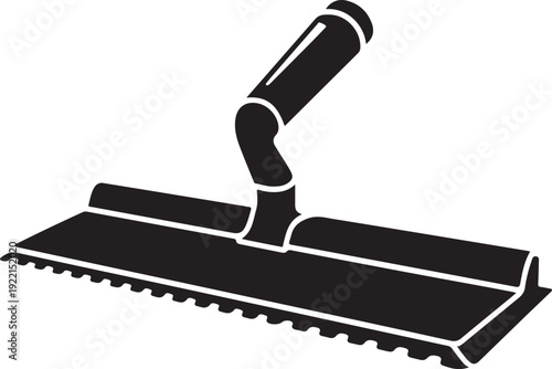 Notched trowel and tile adhesive hand tool icon