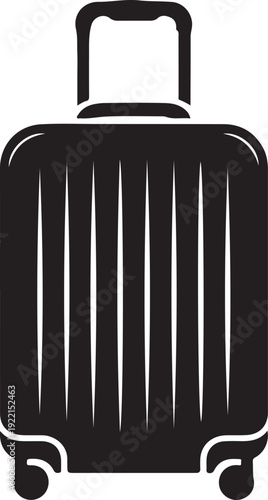 Rolling travel suitcase and wheeled luggage icon