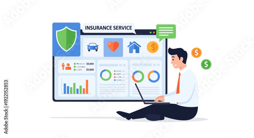 Woman analyzing financial data on laptop with insurance partner logo