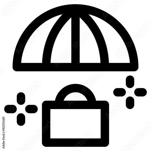 Vector illustration of an online shopping package delivered by parachute, ideal for e-commerce websites and apps.