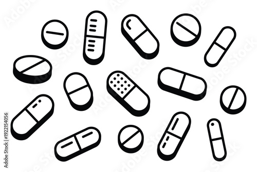 Pills and Capsules Vector Illustration