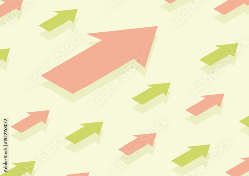 大きなピンクの矢印と小さな黄緑とピンクの矢印が同じ方向を向いているデザイン