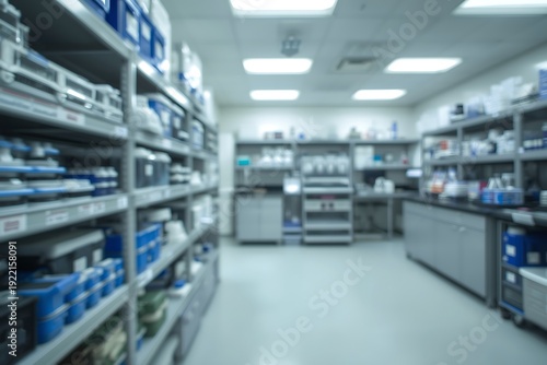 AI Generative Laboratory Scene with Shelves of Scientific Equipment and Supplies