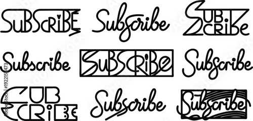 Collection of various subscribe buttons in different styles and fonts for website or social media use  modern and trendy designs