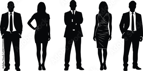Business people silhouettes collection, professional men and women in formal suits isolated on white background corporate team concept