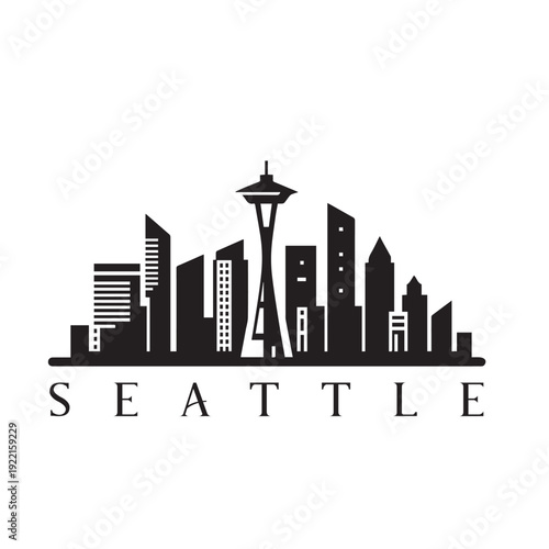 seattle city skyline vector illustration