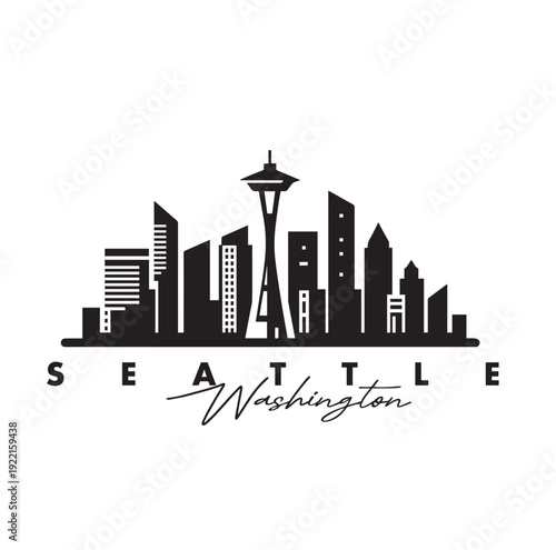 seattle city skyline vector illustration