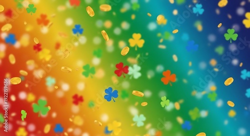 St patrick's day rainbow shamrocks background
